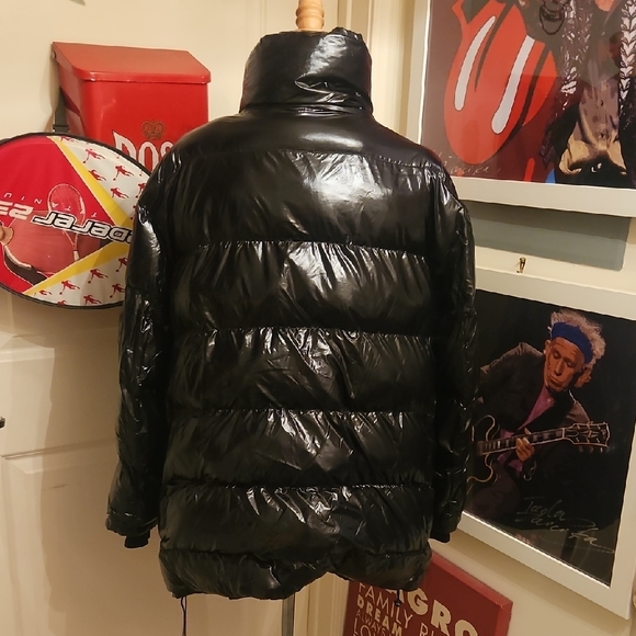 Zara Black Glossy Puffer Coat with High Collar - Picture 2 of 9